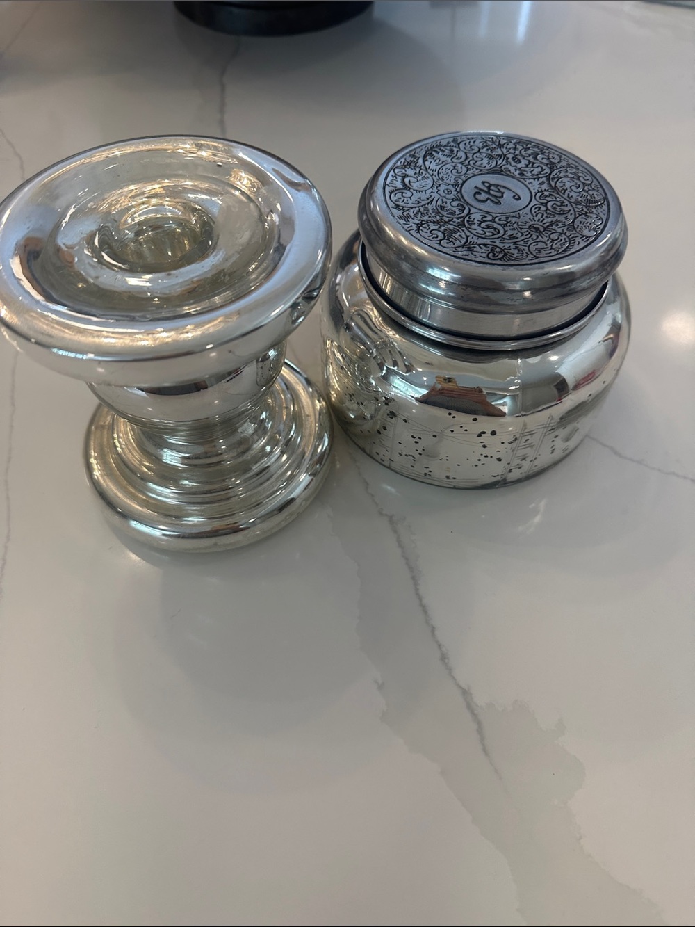 Silver Mercury Glass Candle Holders- Home Accents
